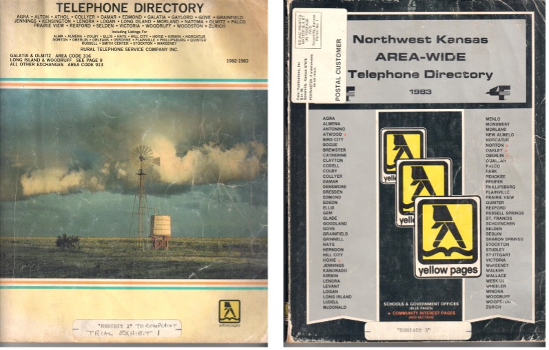Side-by-side covers of vintage telephone directories.